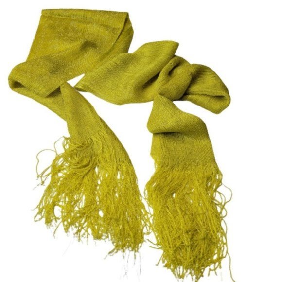 Yellow Sequin Long Rectangular Tassel Scarf Shawl - Picture 3 of 9